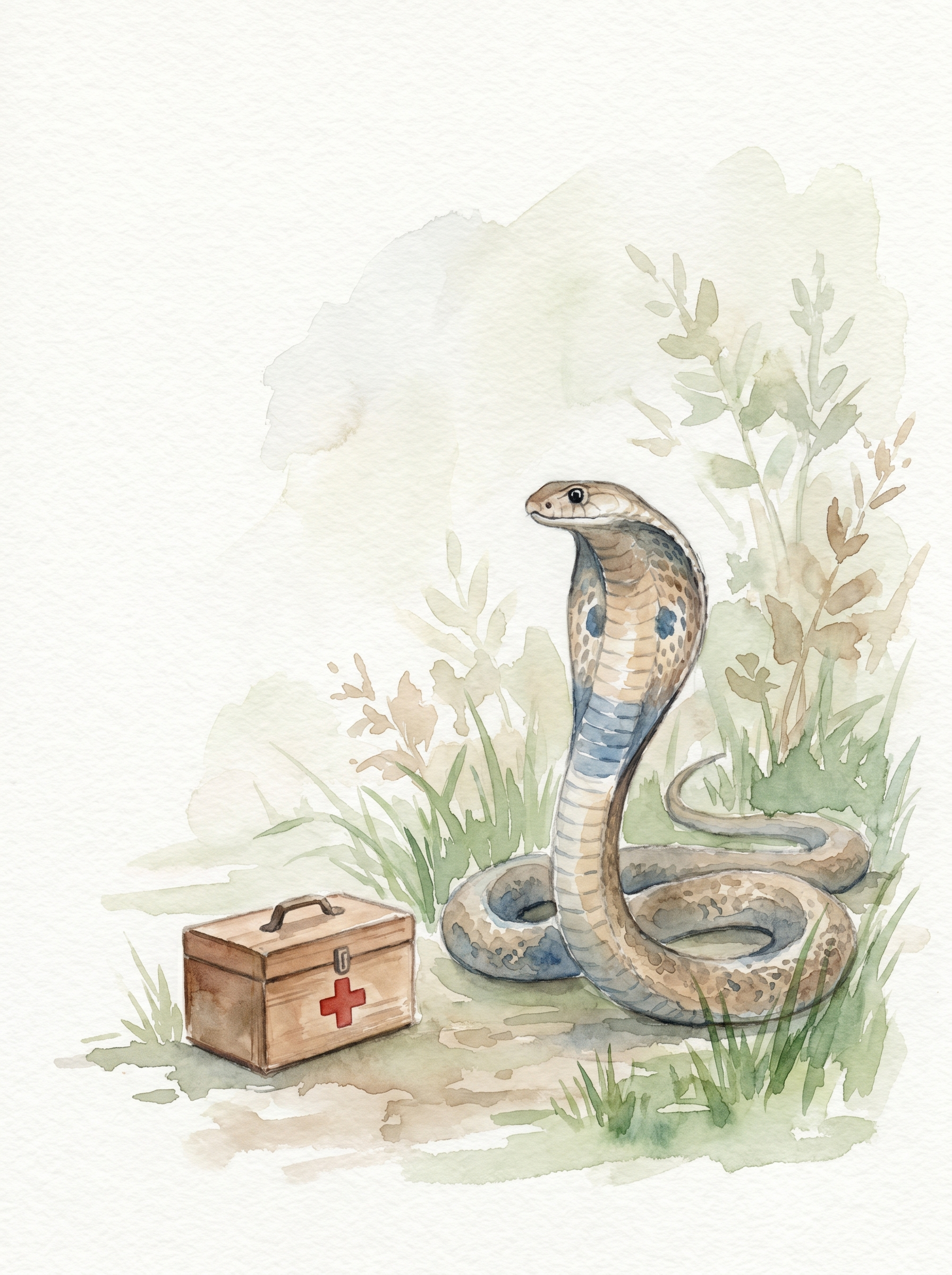 പാമ്പ് കടി പ്രഥമശുശ്രൂഷ — Snake and first aid kit illustration